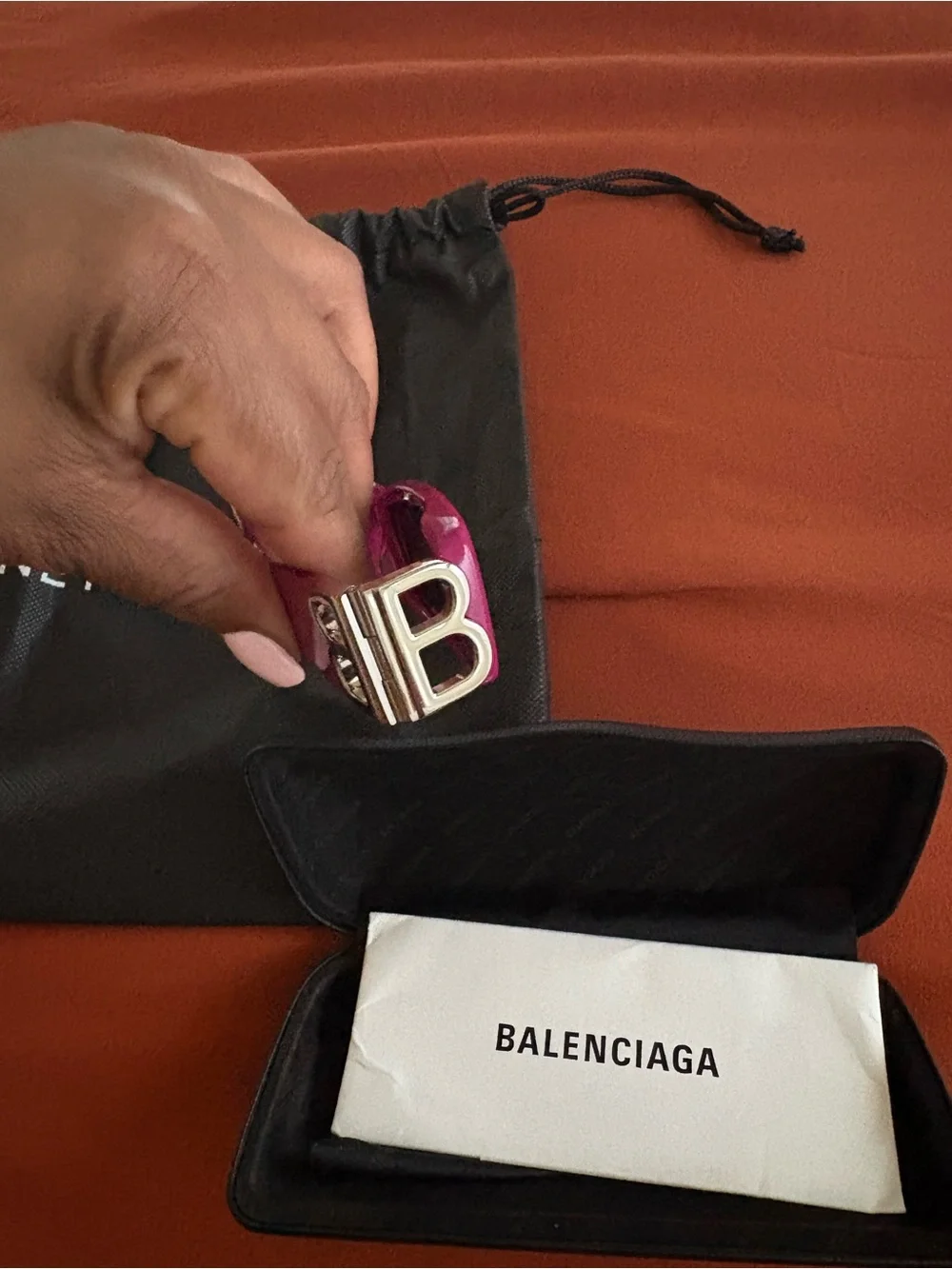 Balenciaga Women’s Rectangular Sunglasses in Hot Pink